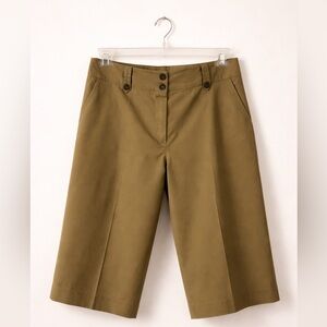 Harvé Benard Olive Khaki Tailored Bermuda Shorts